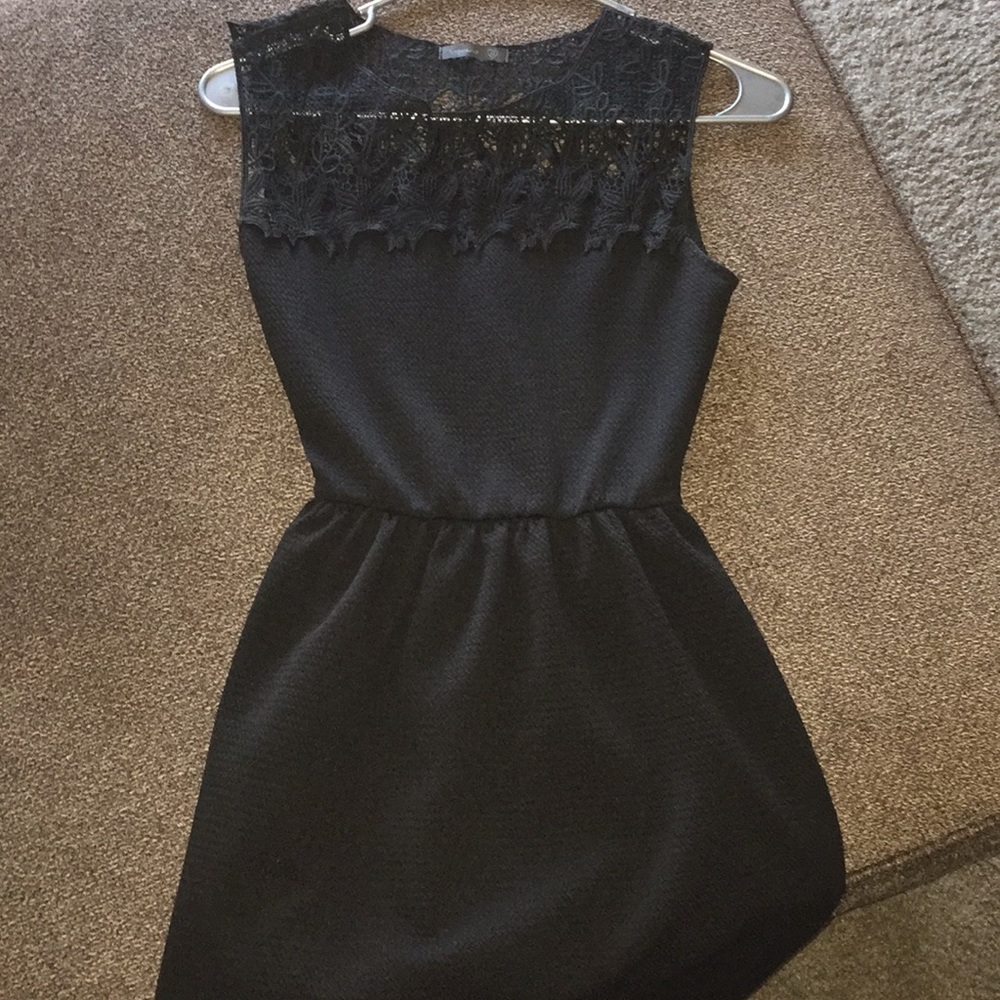 Lace front black dress